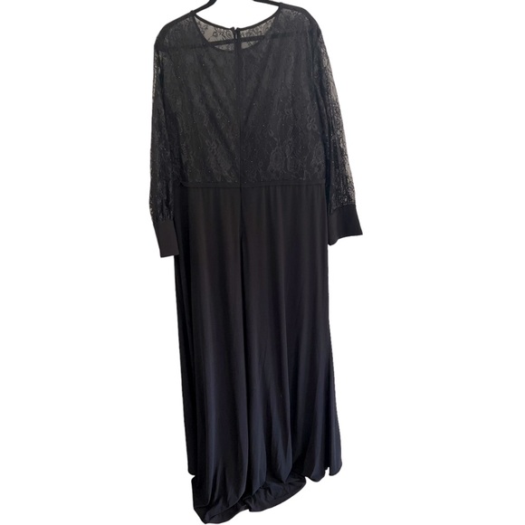 Mac Duggal Dress 67143 Sequin Lace Black Beaded Gown long sleeve slit 24W - Picture 9 of 13